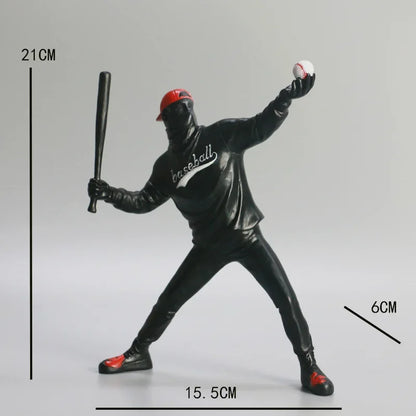 Home Decor Resin Street Abstract Art Statue Sculpture Figurine Baseball Figure Toy Study Room Home Interior Decor Decoration