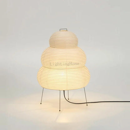 Japanese Design Akari Wabi-sabi Table Lamp White Rice Paper Decorative Desk Lights for Bedroom Living/Dining Room Study Loft
