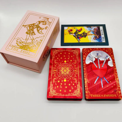 Nouvelles cartes de tarot dorées, magnifique jeu étanche, jeu de société mystère, oracle de divination coloré avec boîte cadeau