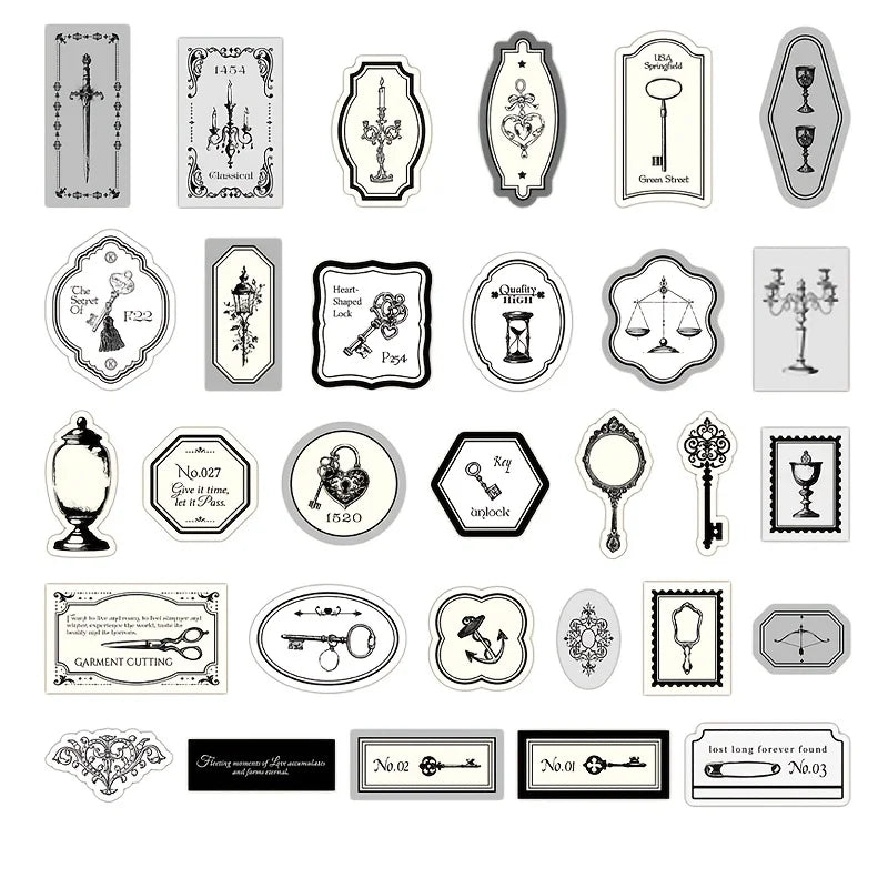 Vintage Label Stickers for DIY Crafts | 40-Piece Retro Collection
