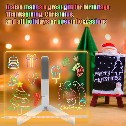 LED Kids Message Board – Colorful DIY Acrylic Drawing Board with 7 Pens Gift