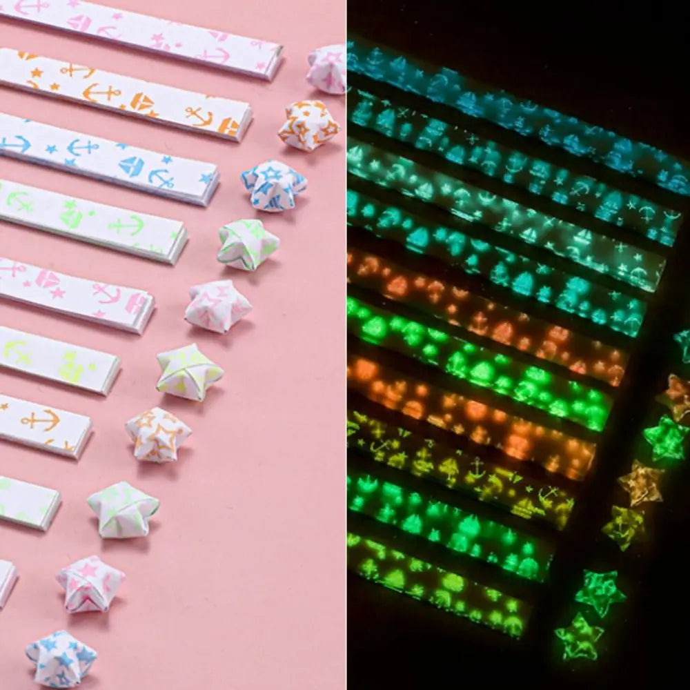 210 Sheets Luminous Origami Stars Paper | 10 Colors Glow in the Dark Lucky Star Strips for DIY Craft