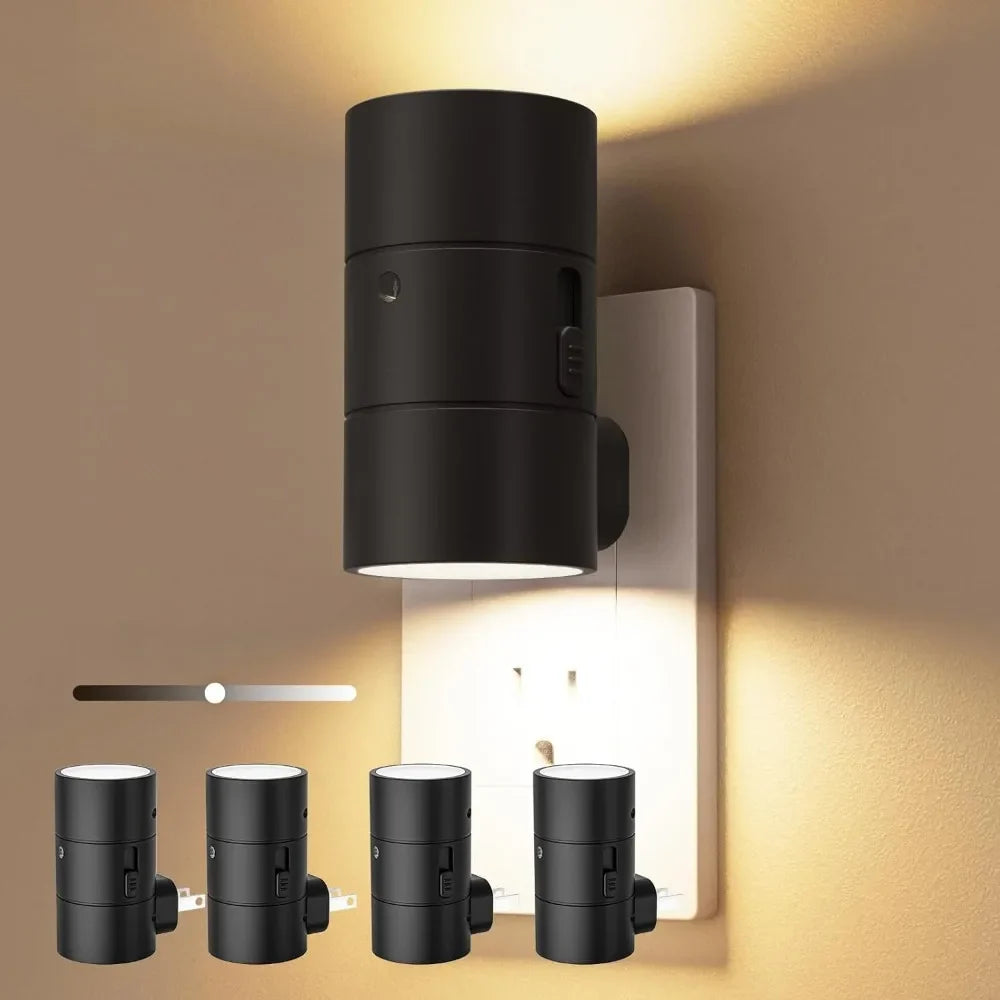 Dimmable LED Night Light with Sensor 1/2/4Pack Plug-In Wall Light for Bedroom