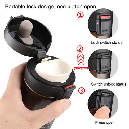 Mug isotherme 0,5L double paroi en acier inoxydable 304 Tasse à café Bouteille d'eau thermos sous vide Thé Café Anti-fuite Mug isotherme
