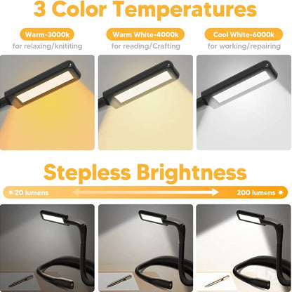 USB Rechargeable Reading Neck Light Hands Free Book Light for Bed Night
