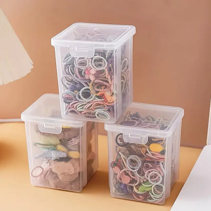 1 unidad de caja de almacenamiento apilable transparente para accesorios de cabello con tapa a presión - Organizador de plástico a prueba de polvo y agua para joyería