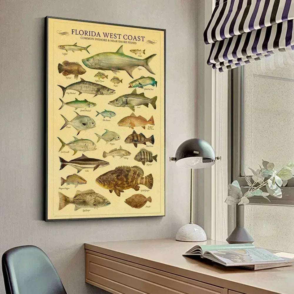 ACE Fishing Fish Sea Poster Mural Affiches et Posters Maison Salon Chambre Décoration Art Bar Café Tableau sans Cadre Affiche