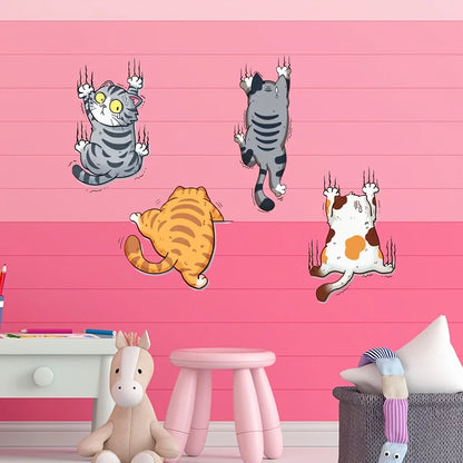 1 Set Cute Cartoon Cat Wall Sticker | Self-adhesive Reusable Decor for Bedroom and Dorm