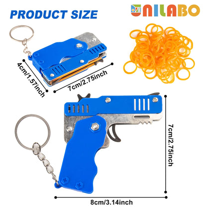 Mini Alloy Foldable Rubber Band Gun Keychain | Quick Shooting Toy