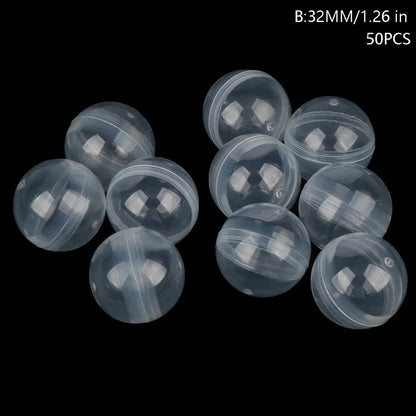 50pc Mini Clear Plastic Capsule Toy Surprise Balls | Gashapon Containers for Vending Machines