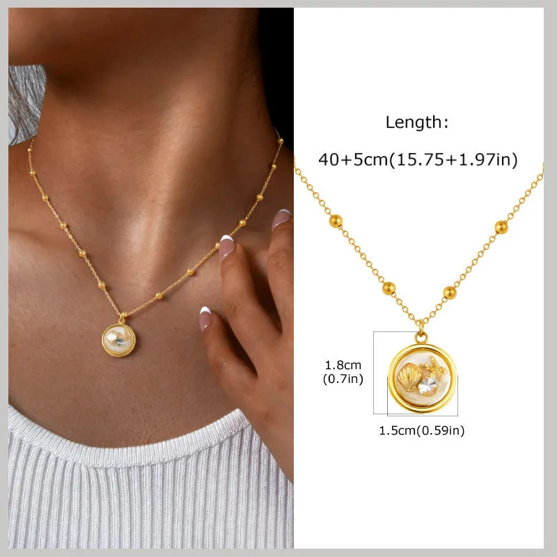18k Gold Plated Pearl Shell Starfish Necklace | Summer Beach Jewelry for Women