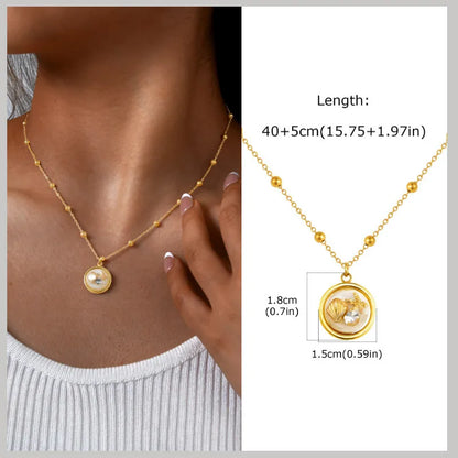18k Gold Plated Pearl Shell Starfish Necklace | Summer Beach Jewelry for Women