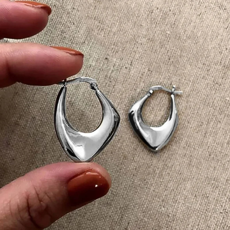 Shiny White Zircon Hoop Earrings | Simple Daily Wear for Women and Men