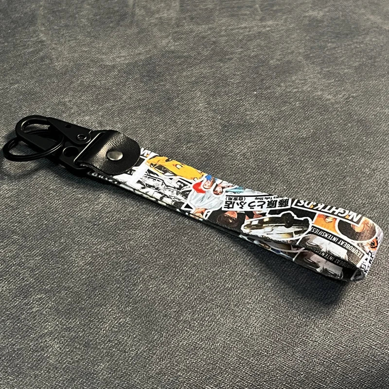 Nylon Key Strap Embroidery Lanyard | JDM Racing Car Keychain
