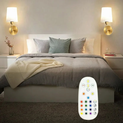 Wireless Wall Lamp – Rechargeable RGB Battery Light with Remote for Bedroom Decor