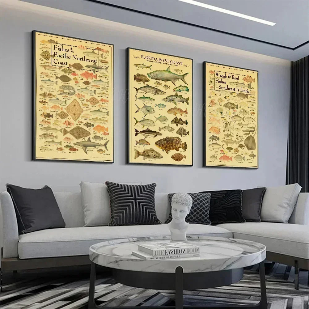 ACE Fishing Fish Sea Poster Mural Affiches et Posters Maison Salon Chambre Décoration Art Bar Café Tableau sans Cadre Affiche
