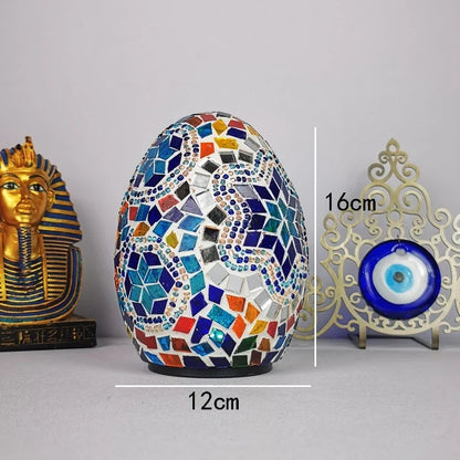 DIY Turkish Mosaic Egg Table Lamp Rechargeable Battery Bedside Desk Night Light