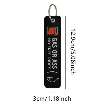 Embroidery Key Fob Keychain | Black Tag for Cars Motorcycles