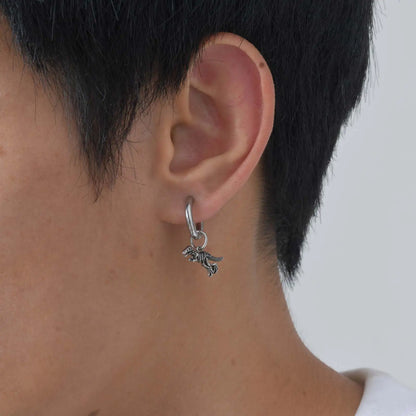 Dinosaur Drop Earrings | Stainless Steel Punk Rock Jewelry for Men and Women