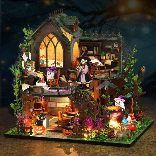 Villa Manoir Magique DIY - Kit de Maison Puzzle 3D en Bois, Cadeau Créatif d'Halloween et Décoration d'Intérieur à Collectionner