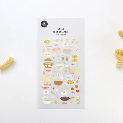 Eggtime Breakfast Sticker Set | Korean Aesthetic Paper Stickers for Scrapbooking and DIY