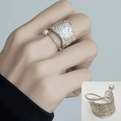 VENTFILLE 925 Sterling Silver Irregular Ring | Geometric Minimalist Jewelry for Women
