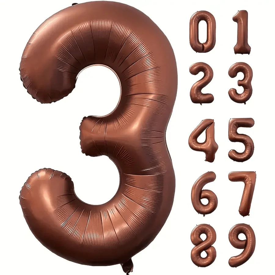 Foil Number Balloons 40 Inch | Brown Birthday Party Decor