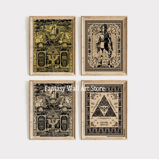 Z-zzelda Game Vintage Poster Legend of Zzelda Wall Decor Classic Video Game Prints Canvas Wall Decoration Gaming Room Art Decor
