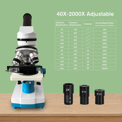 Student Microscope Dual LED with Moving Slide Stage for School Home Lab