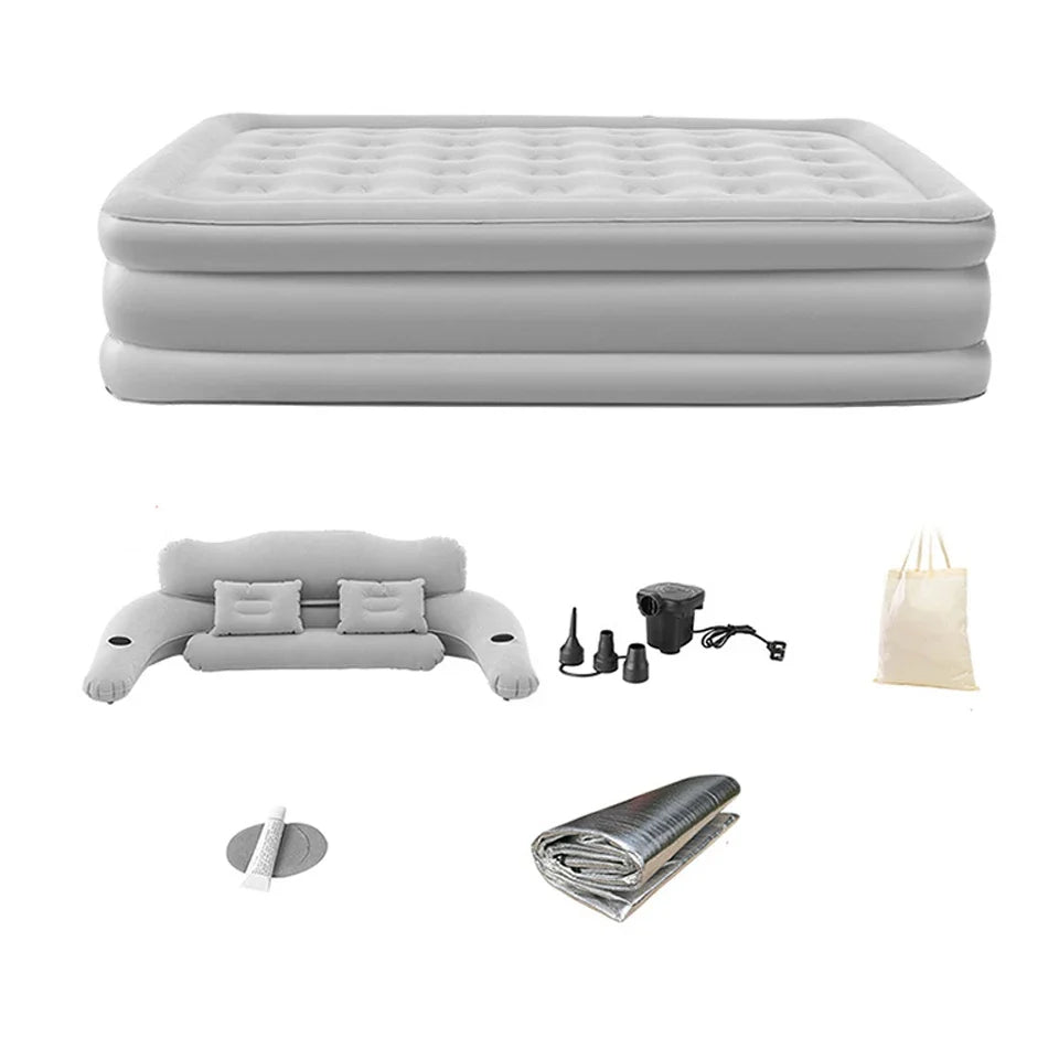 Air Mattress with Headboard Inflatable Bed Portable for Home Camping RV Travel
