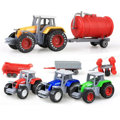 1pc Véhicule de ferme moulé sous pression Tracteur Voiture d'ingénierie Tracteur Jouets Modèle Mini Voiture Modèle de voiture d'ingénierie pour Enfants Cadeau de Noël
