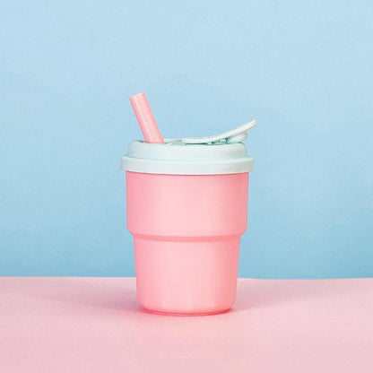 400ml Silicone Coffee Mug with Lid and Straw | Leak-Proof Portable Travel Cup