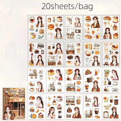 20pcs Floral Letter Sticker Set | Cute Landscape Theme for Scrapbooking and DIY Crafts