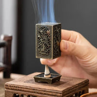 Square Vertical Incense Burner | Small Xiangyun Alloy Holder for Indoor Aromatherapy