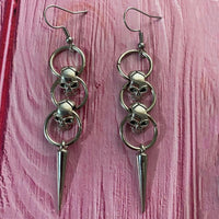 Skull Dangle Earrings | Gothic Punk Drop Earrings for Women and Men