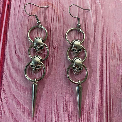Skull Dangle Earrings | Gothic Punk Drop Earrings for Women and Men