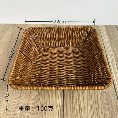 Imitation Rattan Fruit Basket Sundry Storage Basket Hand-Woven Storage Box Home Storage Supplies Tabletop Display Rattan Basket