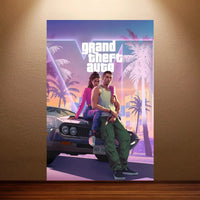 GTA 6 Poster Grand Theft Auto VI Game Poster Canvas Wall Art Painting Game Room Wall Decor Bedroom Wall Art Sticker Home Decor