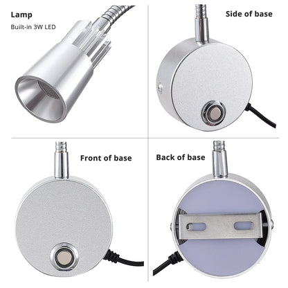 USB Wall Reading Lamp Dimmable Gooseneck Bedside Light 3CCT CRI98