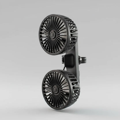Portable Dual-Head USB Fan for Car with 360° Rotation & 3 Speed Settings for Ultimate Comfort