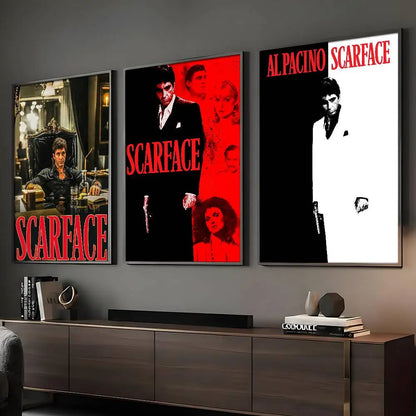 Affiche de film S-ScarfaceS HD Art Adhésif Mural Imperméable Décoration Maison Salon Bar