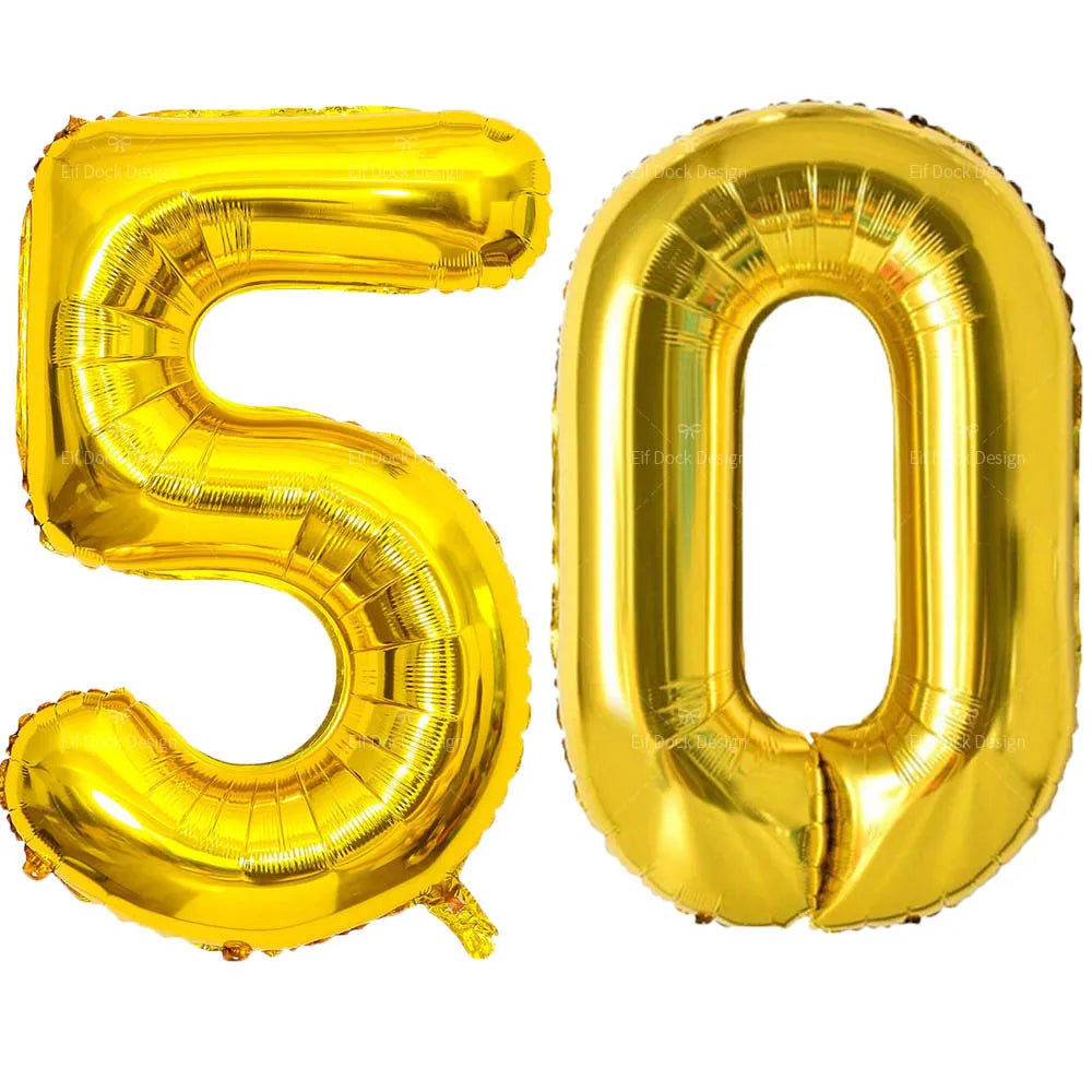 Gold Number Balloons for Milestone Birthdays | Large 40 Inch Foil Set