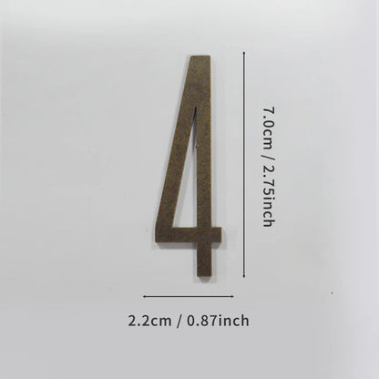 Bronze Door Number with Backing Adhesive 7cm Metal House Number Apartment Door Number for Outdoor Hotel Home Mailbox Label