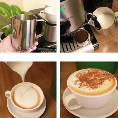 Pichet à lait en acier inoxydable avec échelle, 350/600/1000 ml, pour café et latte art