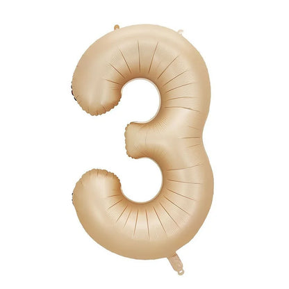 Cream Foil Number Balloons 1-9 Set | Large Digital Birthday Party Decor
