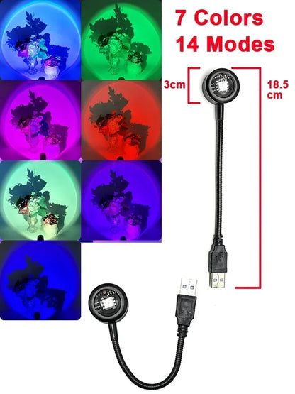 USB Sunset Light LED Rainbow Night Lamp | Photography Wall Atmosphere Decor