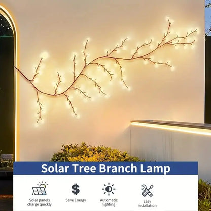1PC Solar 96LED Willow Vine Lights,Outdoor Waterproof Fairy String Lights,Wall Decor Lamps For Garden,Porch,Shop,Terrace,Pathway