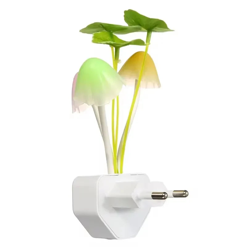 Mushroom Night Light with Light Sensor | 3 Color LED Bedside Lamp for Kids Room