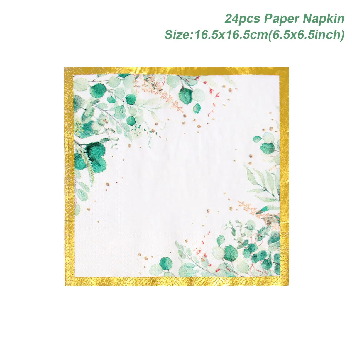 Sage Green Leaves Disposable Tableware Gold Edge Paper Plate Cup Napkins Wedding Decor Birthday Hawaiian Party Decoration