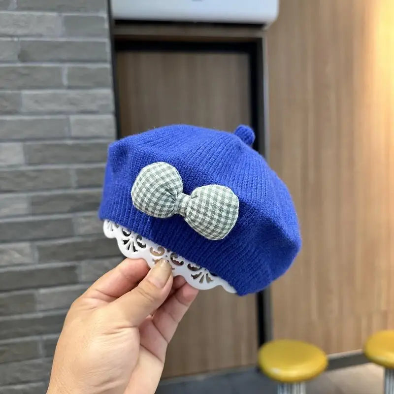Kids Knitted Beret with Bow | Winter Hat for Baby Girls and Toddlers